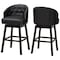 Baxton Studio Black Faux Leather Tufted Swivel Barstool with Nail heads Trim 120-6596 - alternate 1
